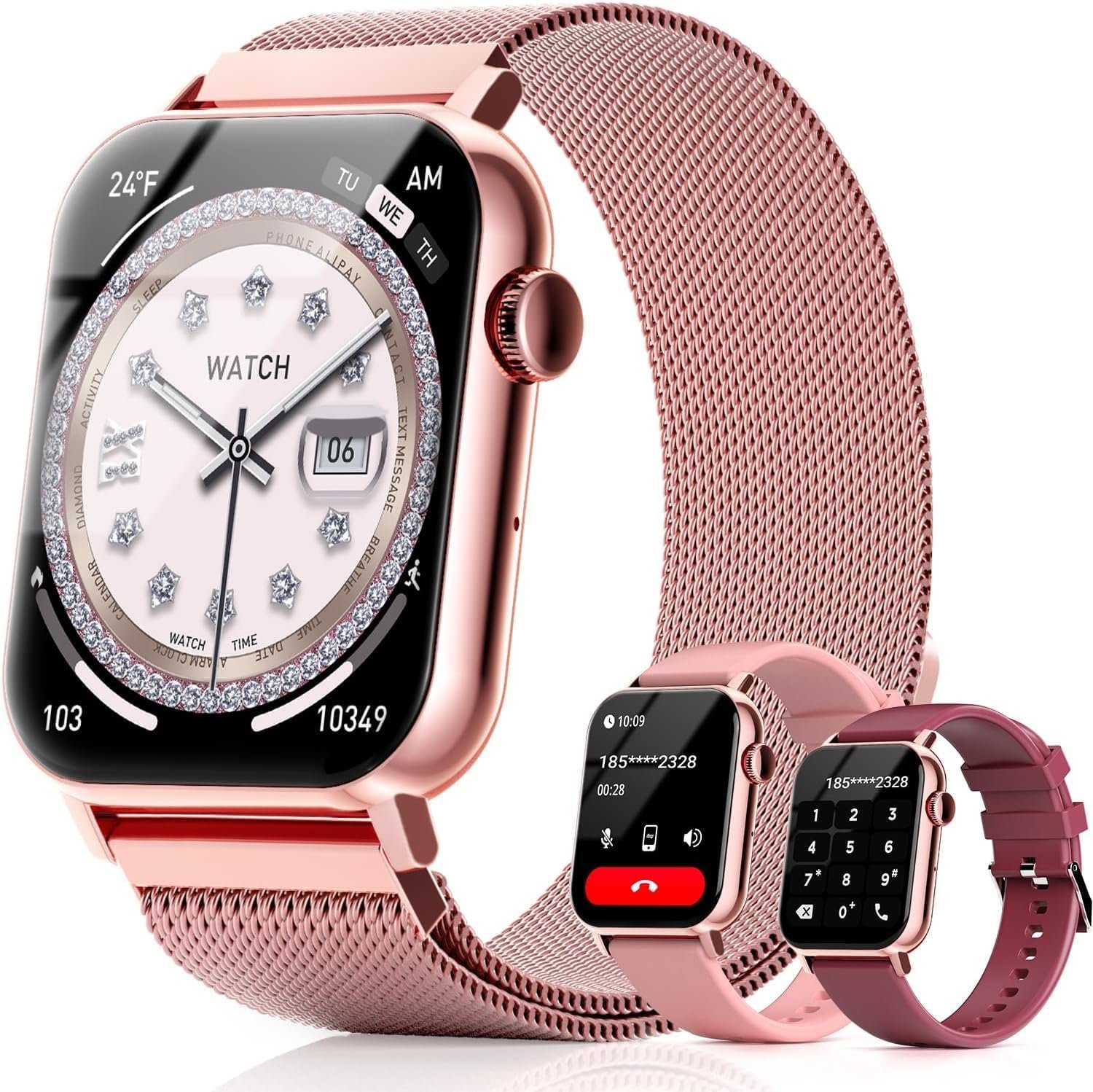 Smart Watches for Women – 1.83” HD 2026 Fitness Tracker with Answer and Make Calls with Heart Rate Sleep SpO2 Monitor 120+ Sport Modes and IP68 Waterproof with Compatible iPhone and Android (Pink)