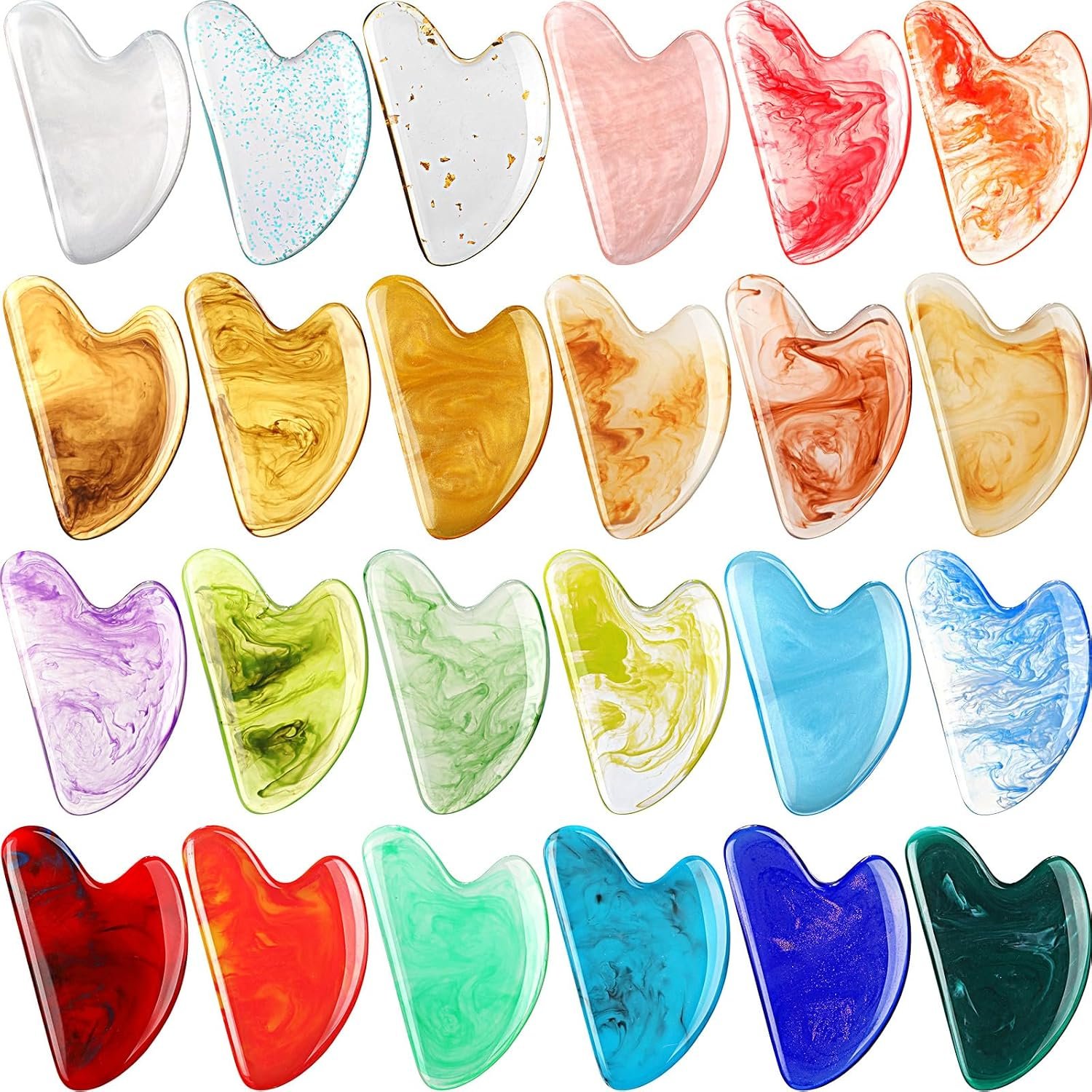 Sherr 24 Pcs Gua Sha Facial Tools Guasha Tool Bulk, Mixed Colors