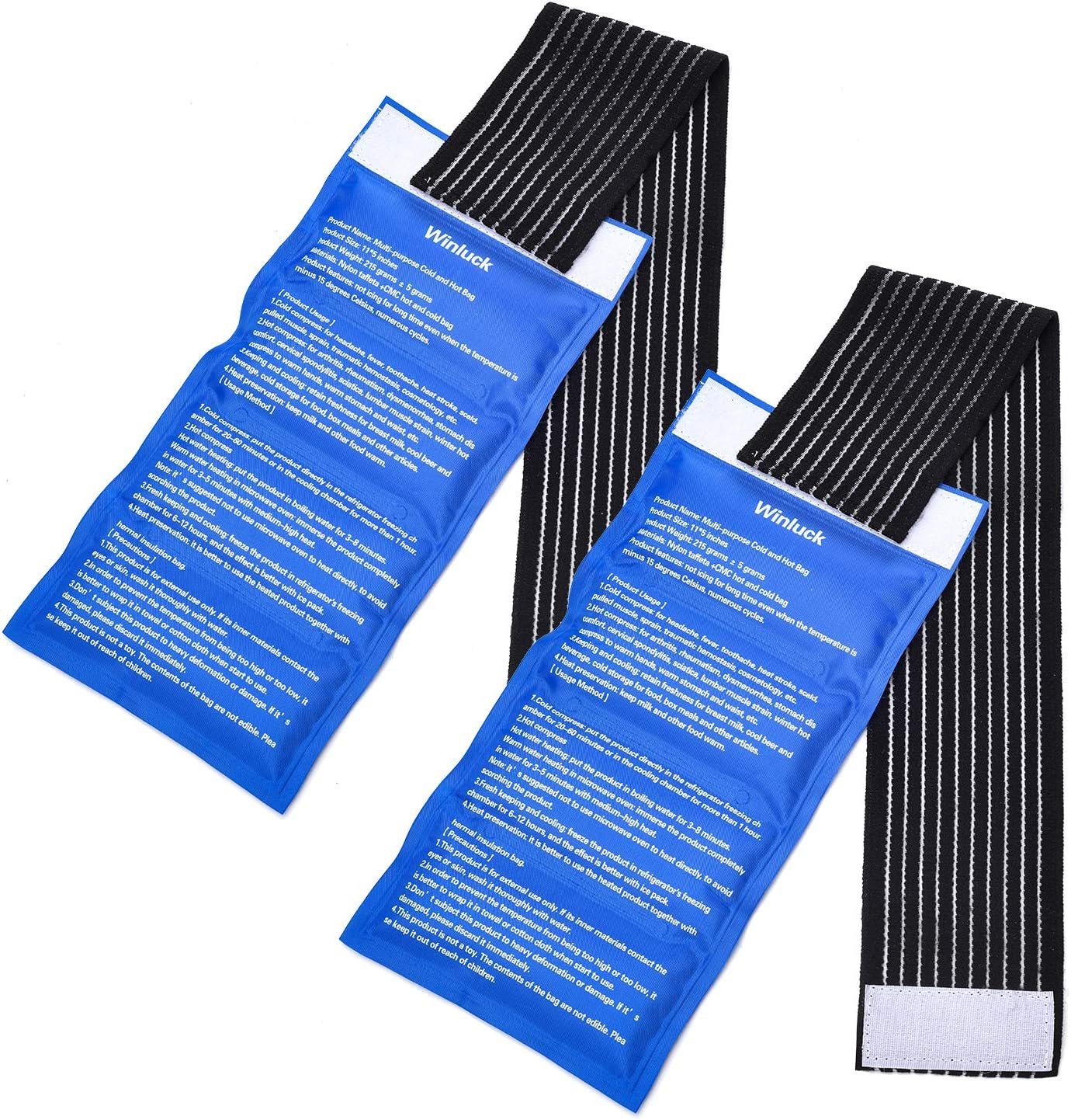 Reusable Gel Ice Pack 2 Piece Set Soft Cold Hot Compress Wraps with Straps