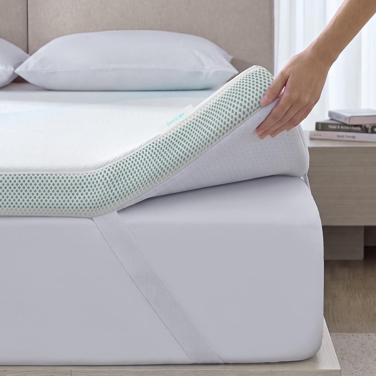 Breescape Cooling Mattress Topper Queen, 3 Inch Responsive Foam Bed Topper