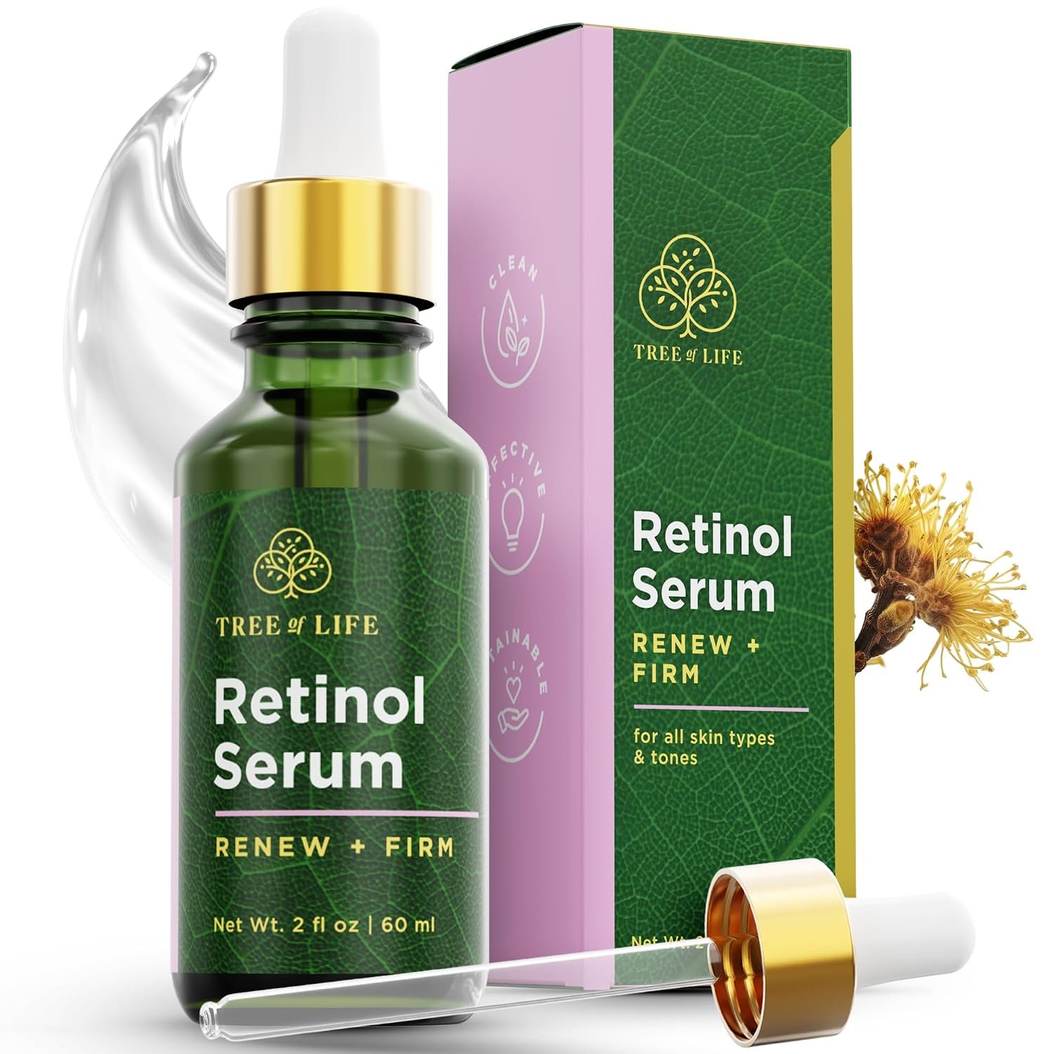 Tree of Life Retinol Serum for Face, Anti Aging Face Oil, 2 Fl Oz