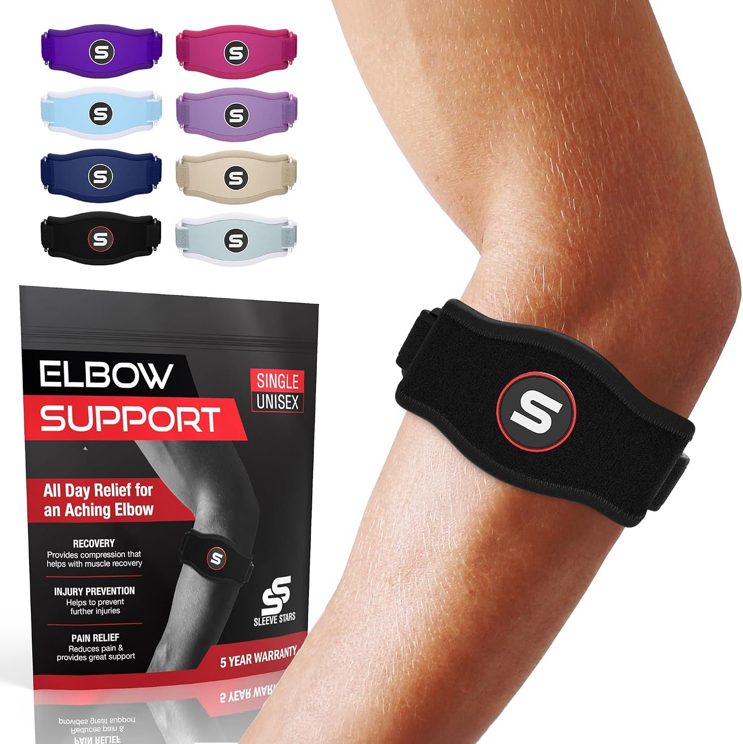 Sleeve Stars Tennis Elbow Brace for Men & Women, Fits 9″-23″
