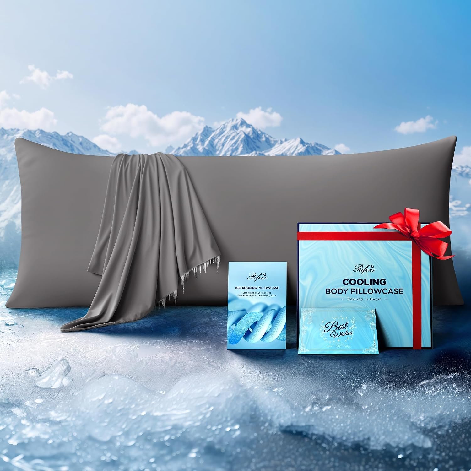 Ice Cooling Body Pillowcase for Hot Sleepers, Stay Cool All Night, Silky Touch Long Body Pillow Cases with Invisible Zipper, Soft Breathable Body Pillow Cover, Gift for Men Women – 20″x54″, Frost Gray