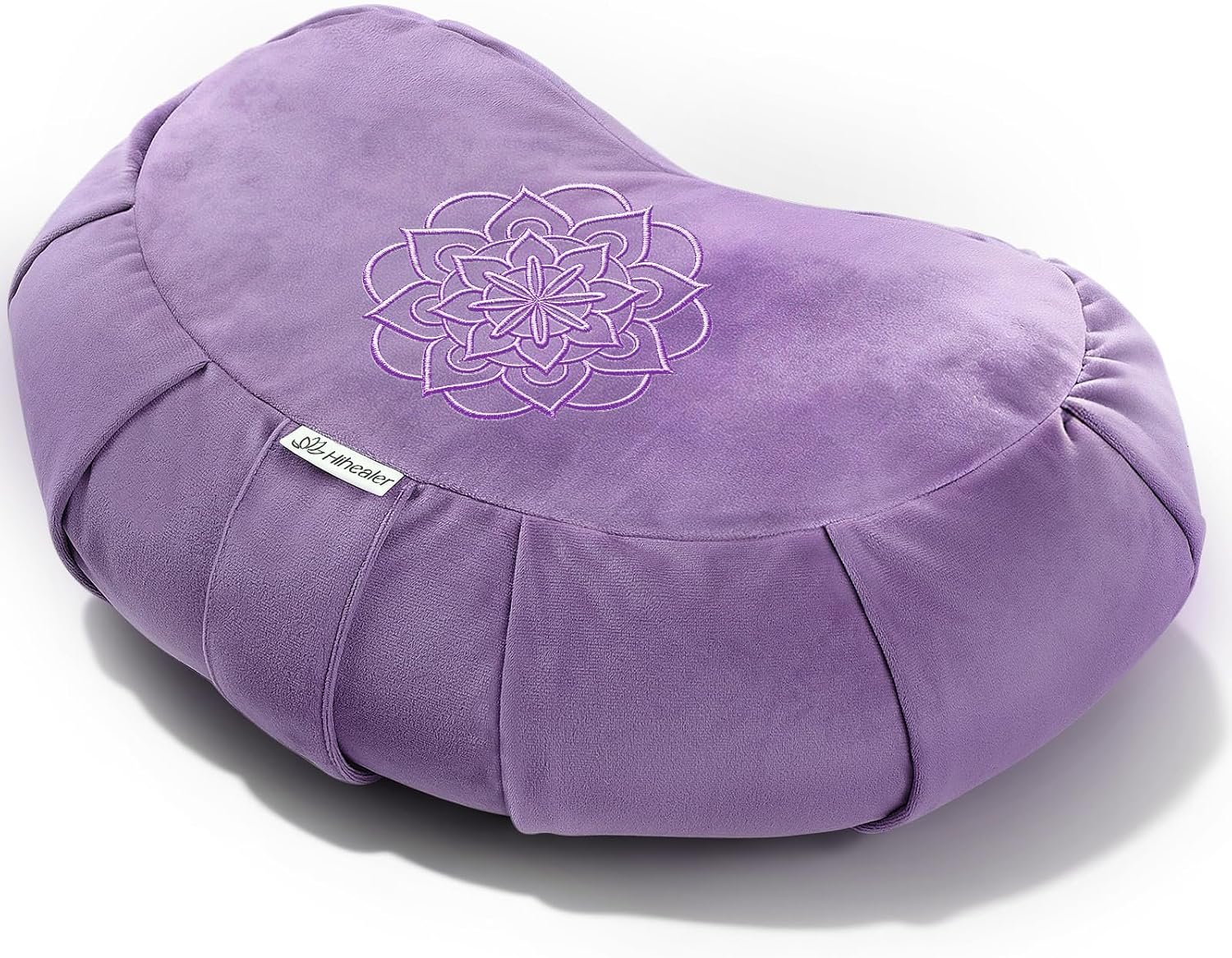 Hihealer Premium Crescent Meditation Cushion, Buckwheat Yoga Bolster Pillow