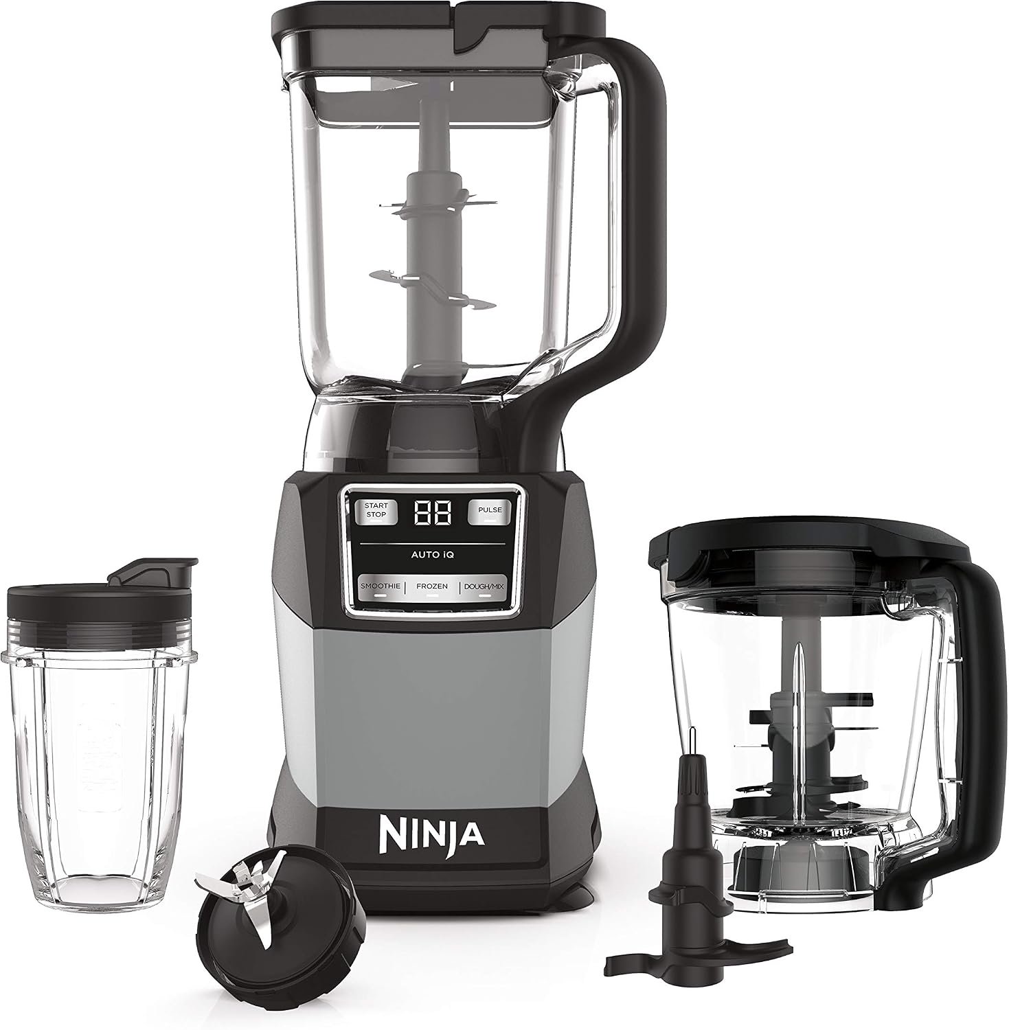 Ninja Compact Kitchen System, Auto-iQ, 1200W, 72oz Pitcher, Grey, AMZ493BRN