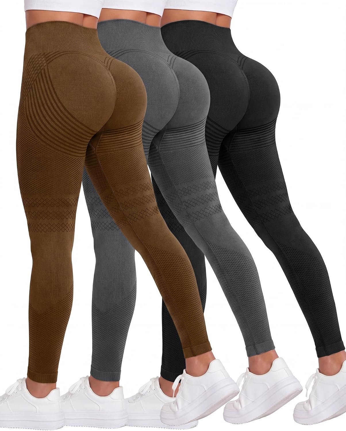 Coume 3 Pack Women Anti Cellulite Legging 3D Compression Legging