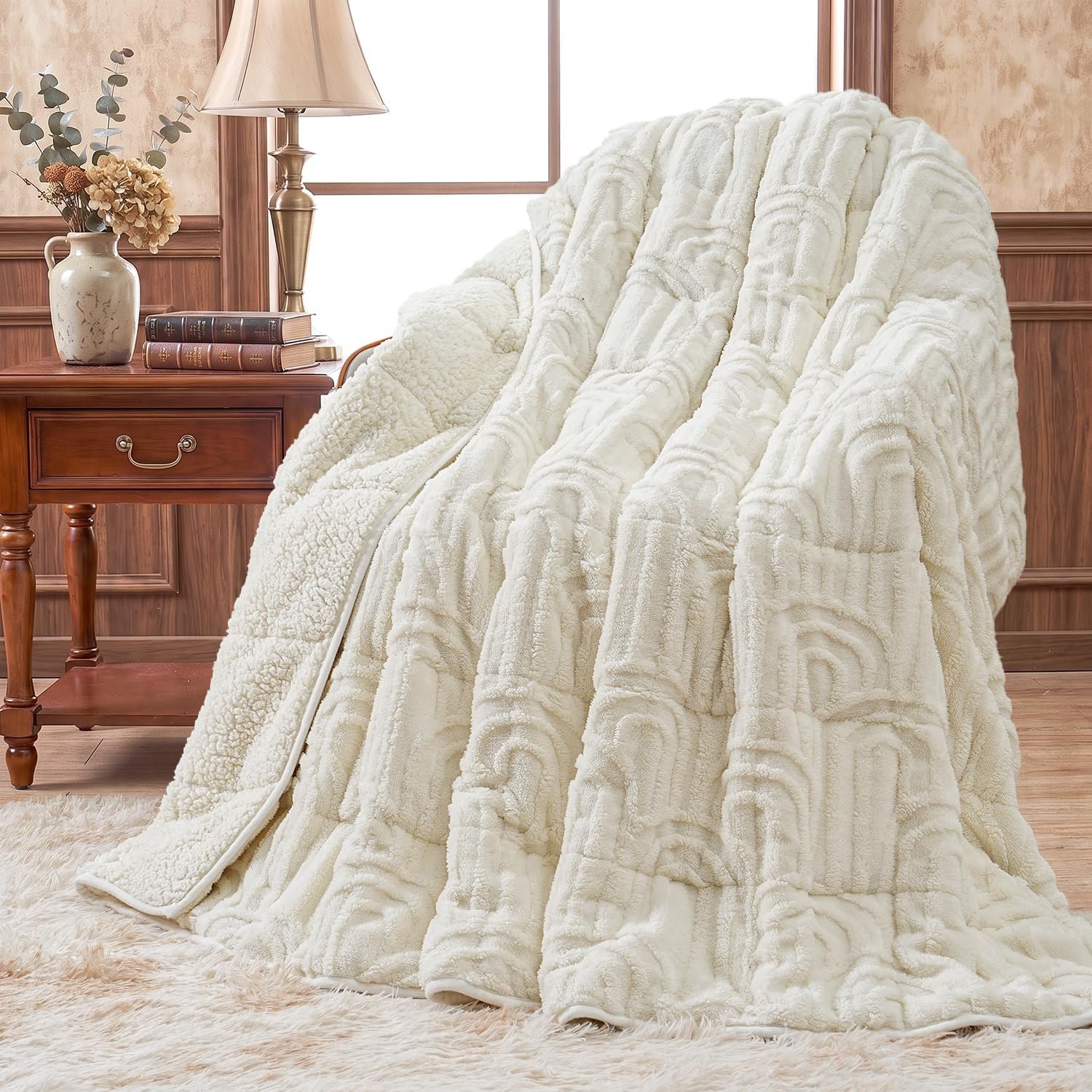 Wemore Soft Weighted Blanket for Adults 60″ x 80″ 15 lbs Queen Size Cream