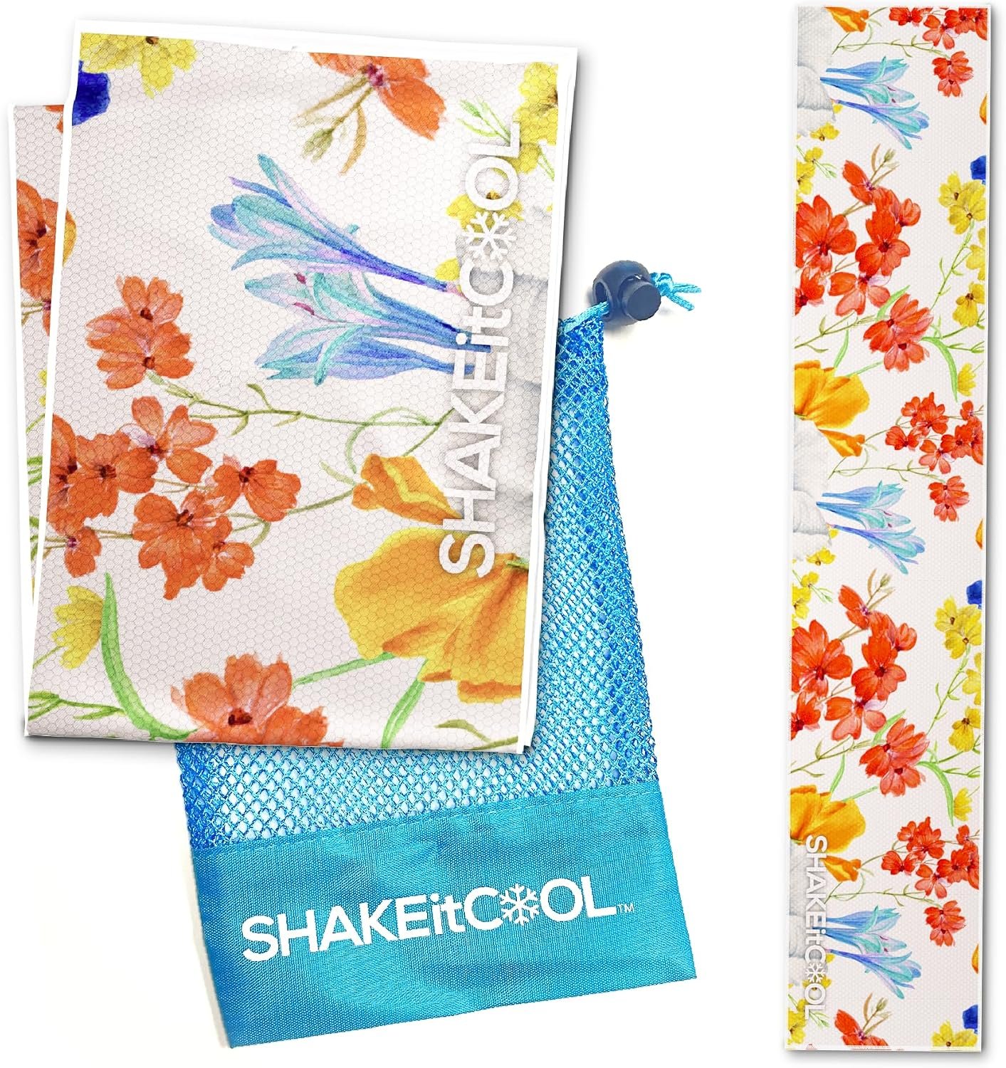 SHAKEitCOOL Original Cooling Towel – Be Cool in Style – Heat Relief, Soft, Lightweight, Sun Protection, Easy Clean – Perfect for Biking, Running, Yoga, Gym, Gardening – Flower