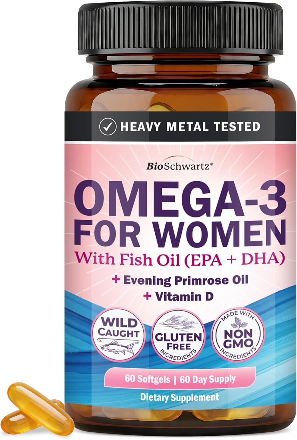 Fish Oil Omega 3 Supplement for Women with Evening Primrose Oil & Vitamin D