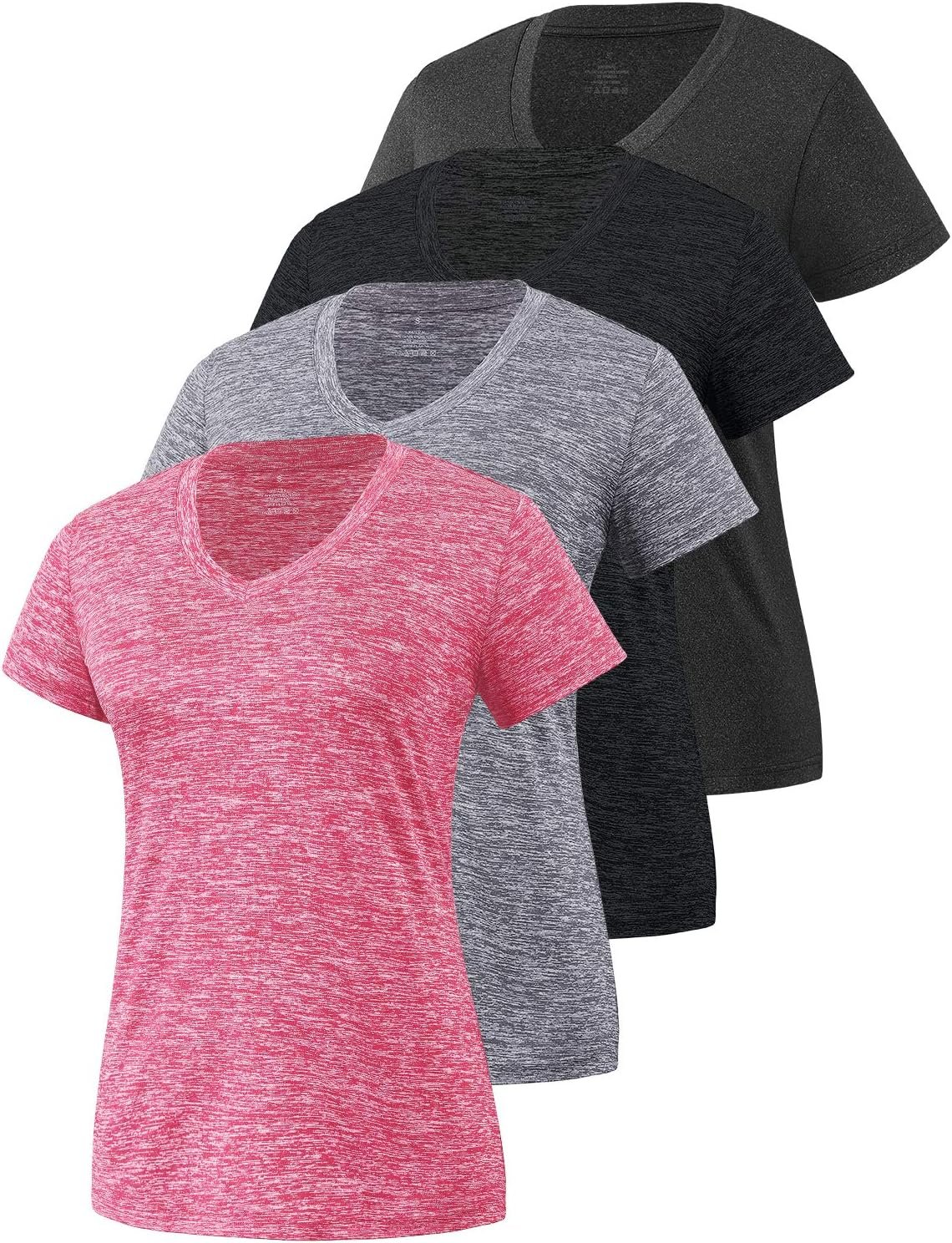 Xelky 4/5 Pack Women’s Dry Fit Workout Tshirt Moisture Wicking Athletic Top