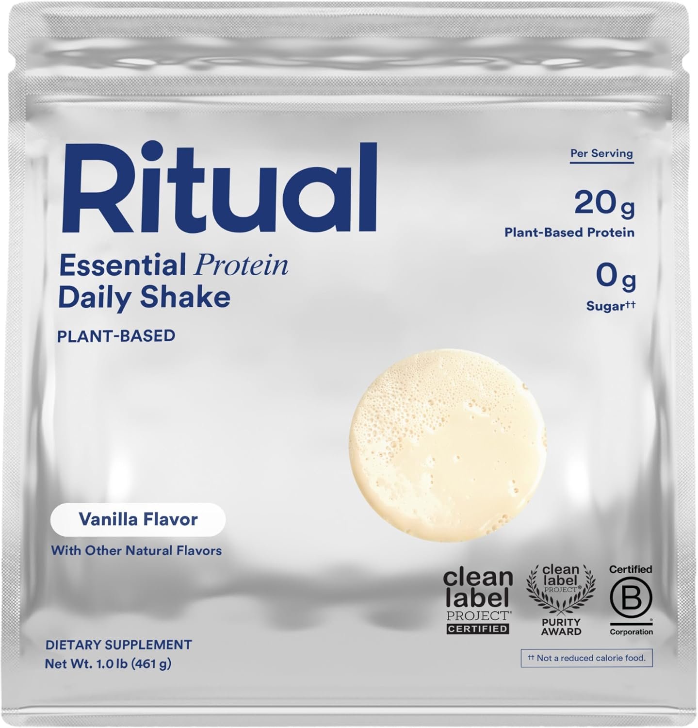 Ritual Vegan Pea Protein Powder – 20g Pea Protein – Vanilla – 1 Lbs