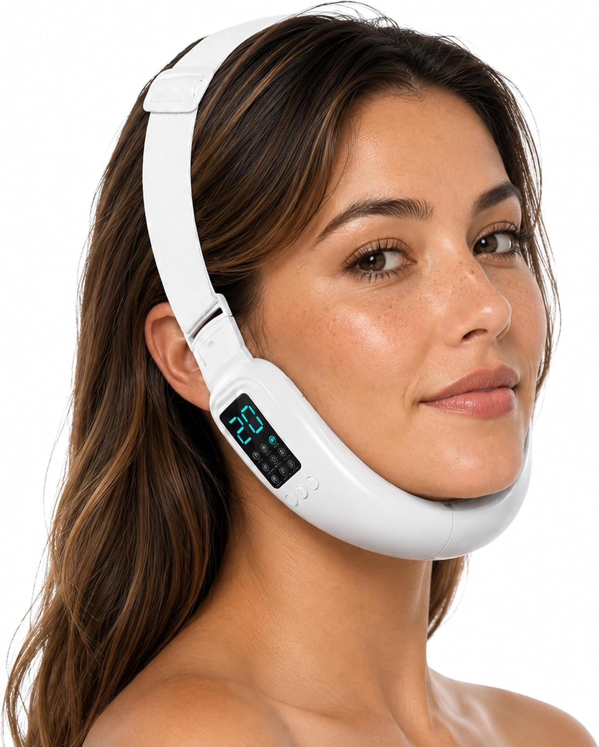 V Face Machine for Double Chin, Jawline Contouring Device with 8 Modes & 15 Adjustable Intensities, Wireless V-Line Device for Defined Facial Contours