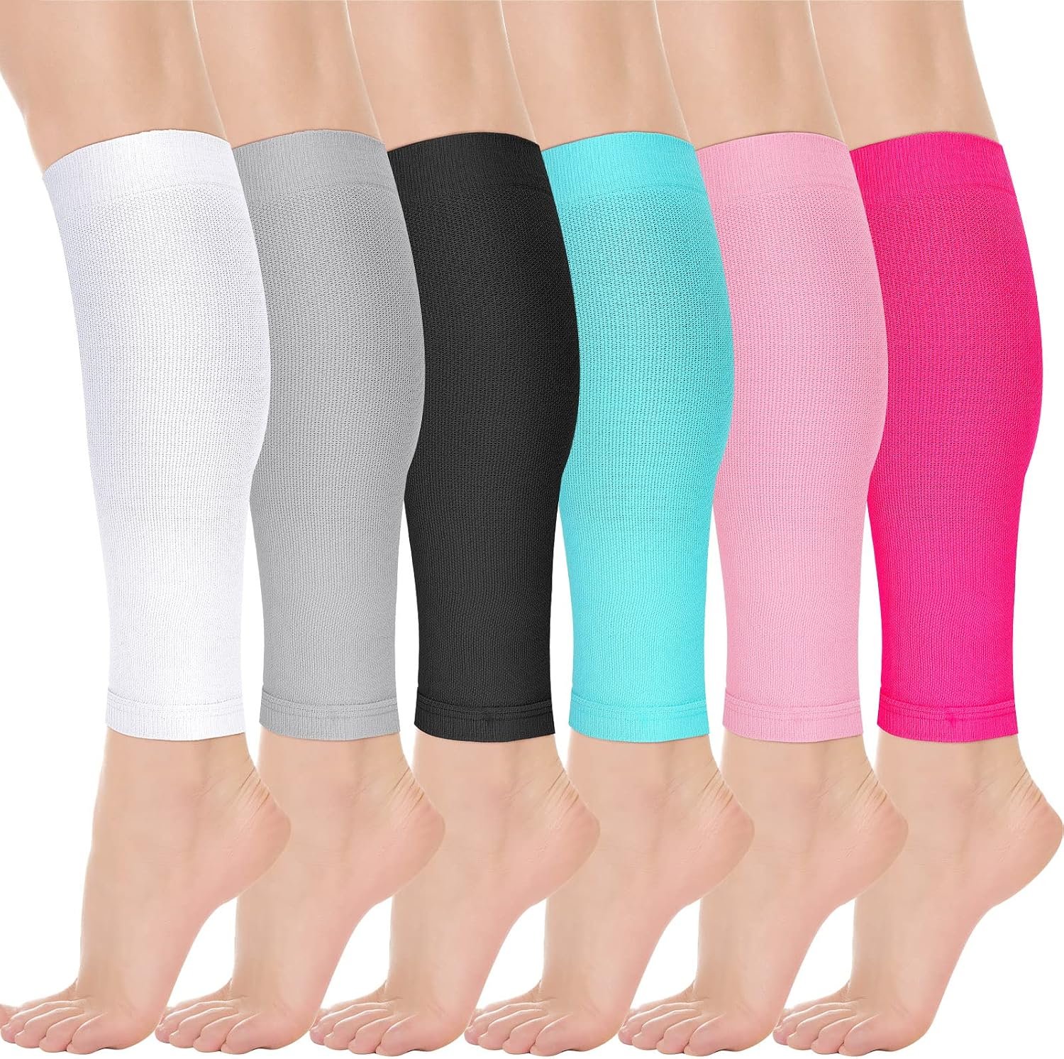 Sosation 6 Pairs Calf Compression Sleeves Women Footless Elastic
