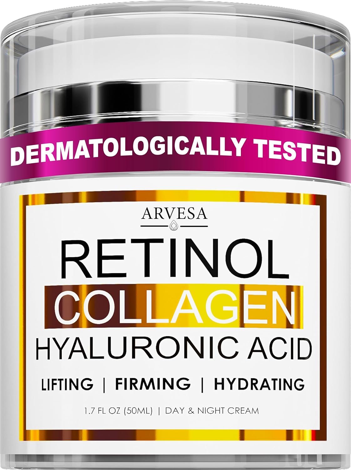 Retinol Cream for Face with Collagen & Hyaluronic Acid, Non-Greasy