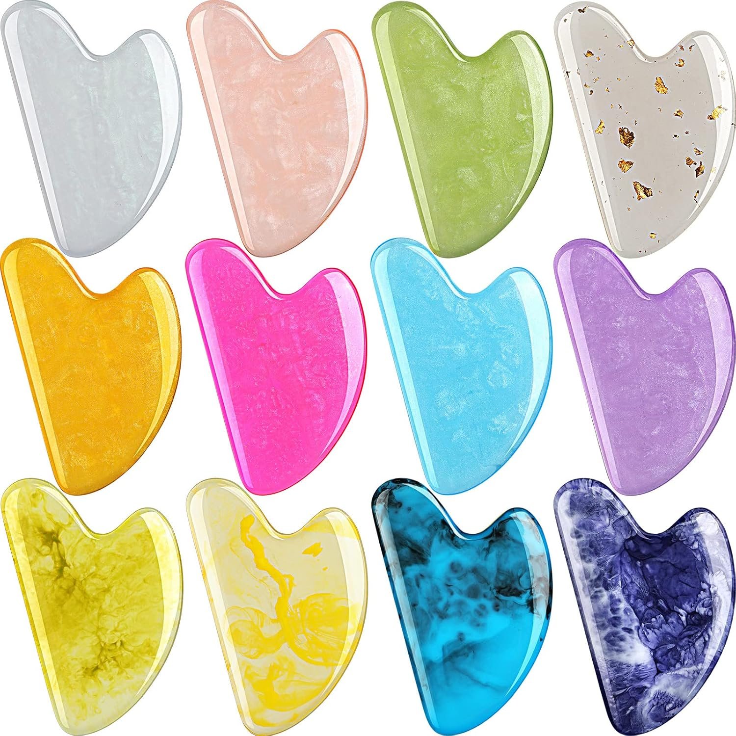 Nuogo 12 Pack Gua Sha Massage Tool Guasha Board, 12 Colors