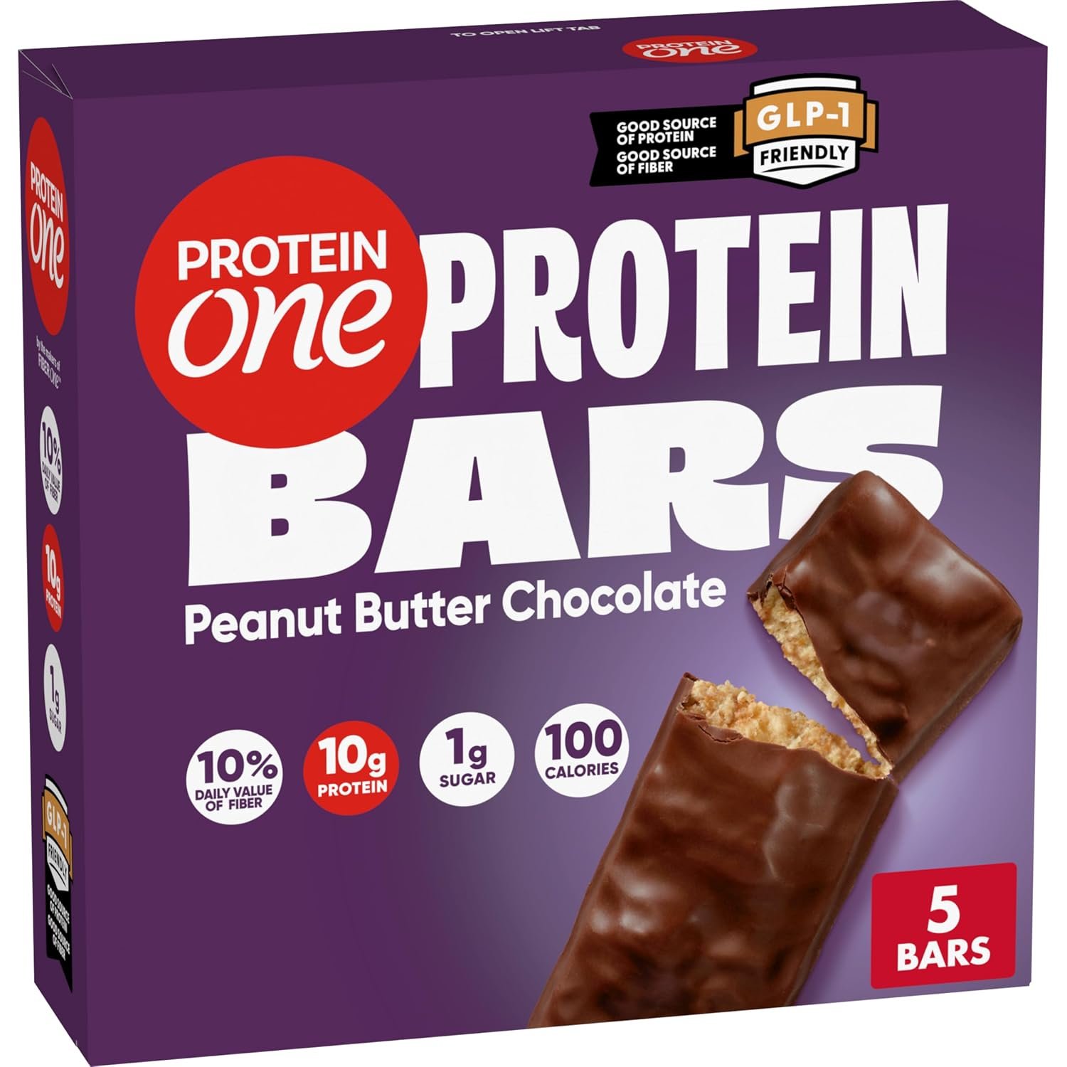 Protein One Peanut Butter Chocolate Protein Bars, GLP-1 Friendly, 5 ct, 4.8 oz