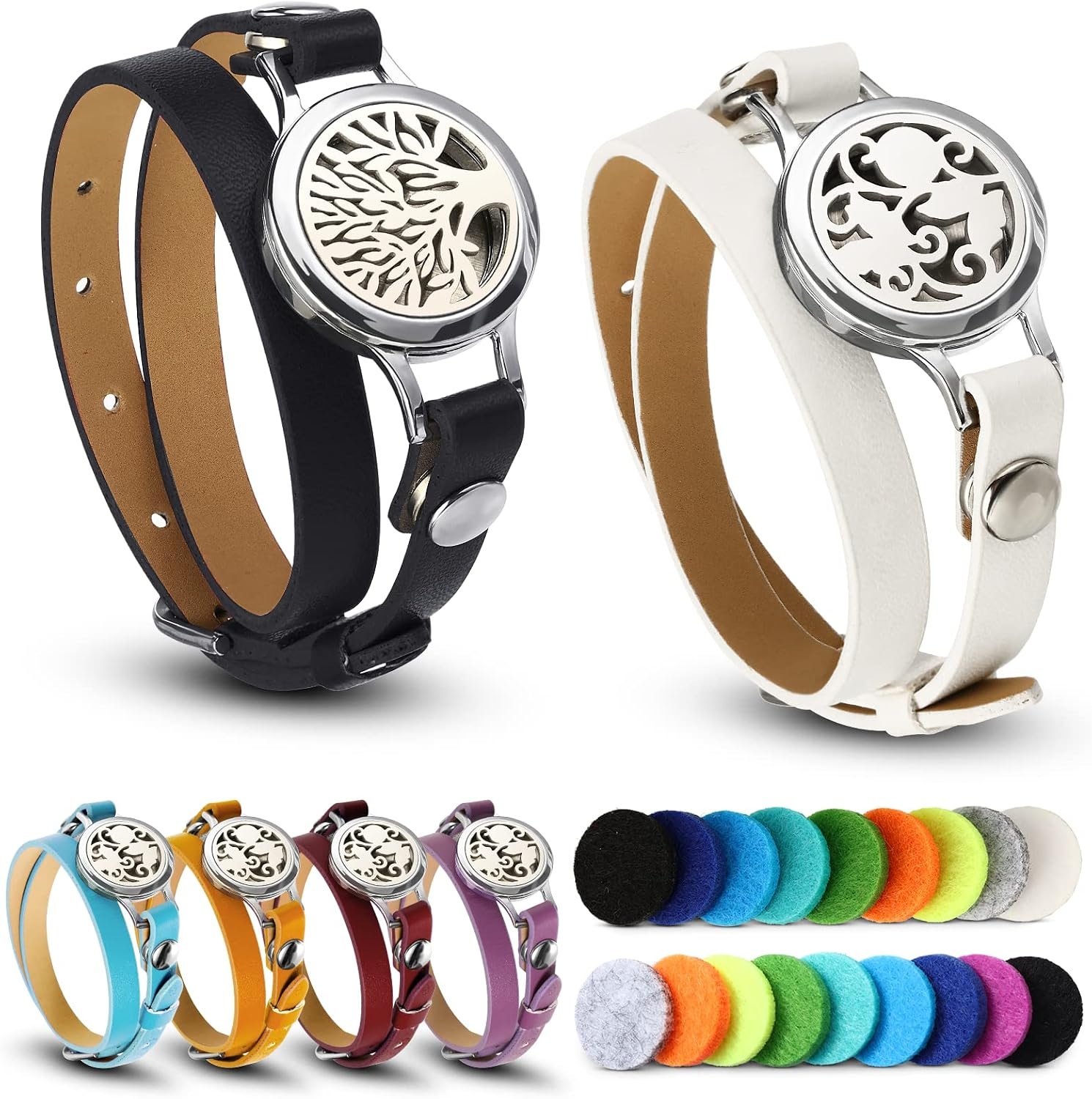 Bonuci 2 Pcs Essential Oil Diffuser Bracelet for Women Girls Xmas Gift Set