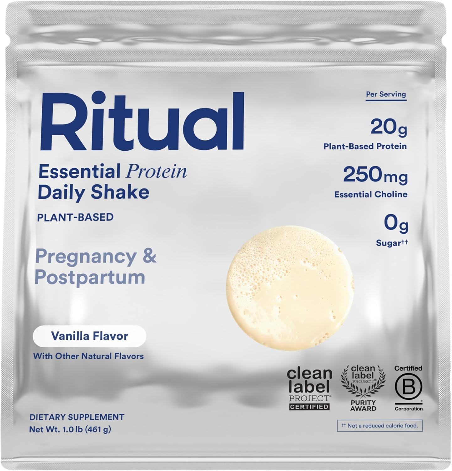 Ritual Prenatal Vegan Protein Powder – 20g Pea Protein – Vanilla – 1 Lbs