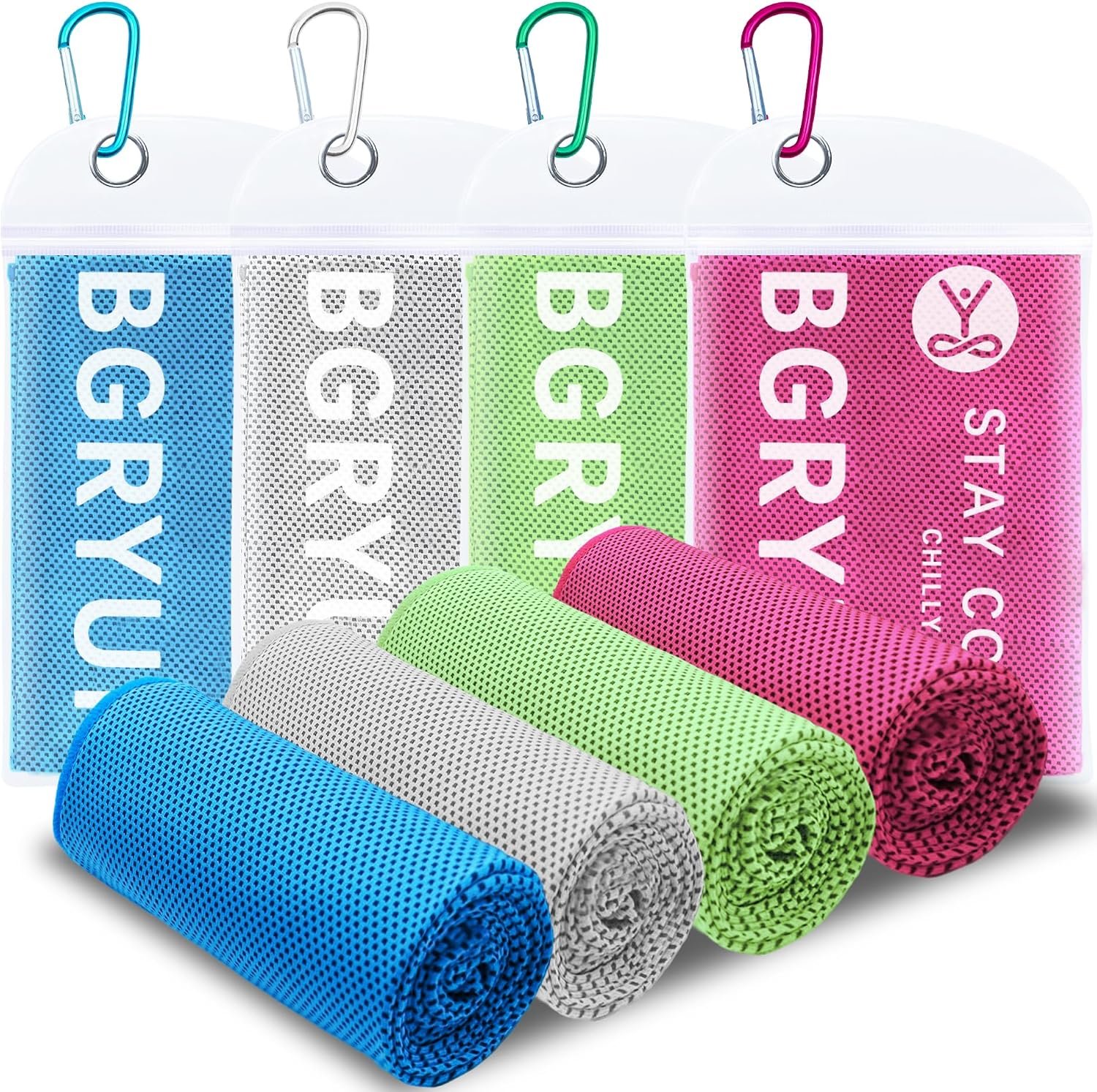 4 Pack Cooling Towel (40″x12″), Ice Cool for Neck, Soft Breathable Chilly Towel, Microfiber Towels for Yoga, Sport, Running, Workout, Gym, Camping, Fitness, Workout & More Activities