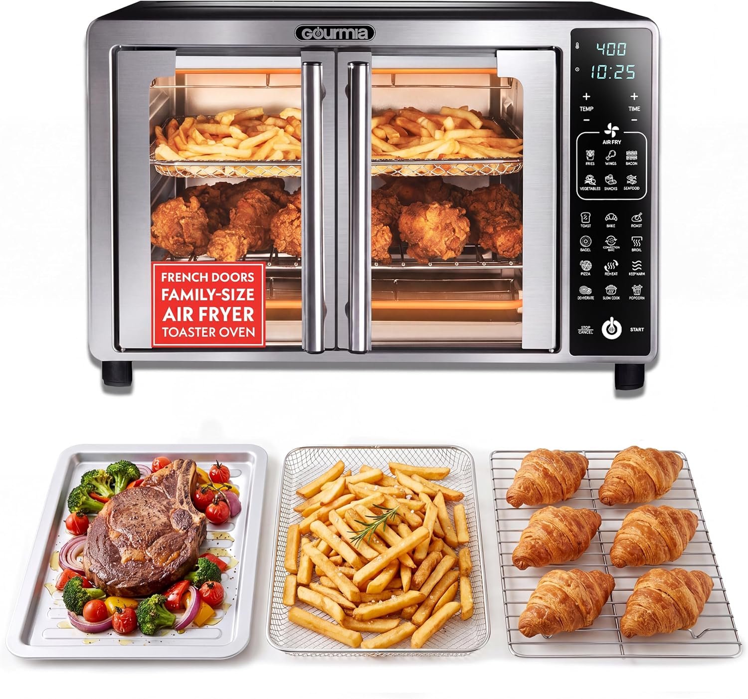 Gourmia Toaster Oven – 6-Slice Capacity, Digital Display, Stainless Steel