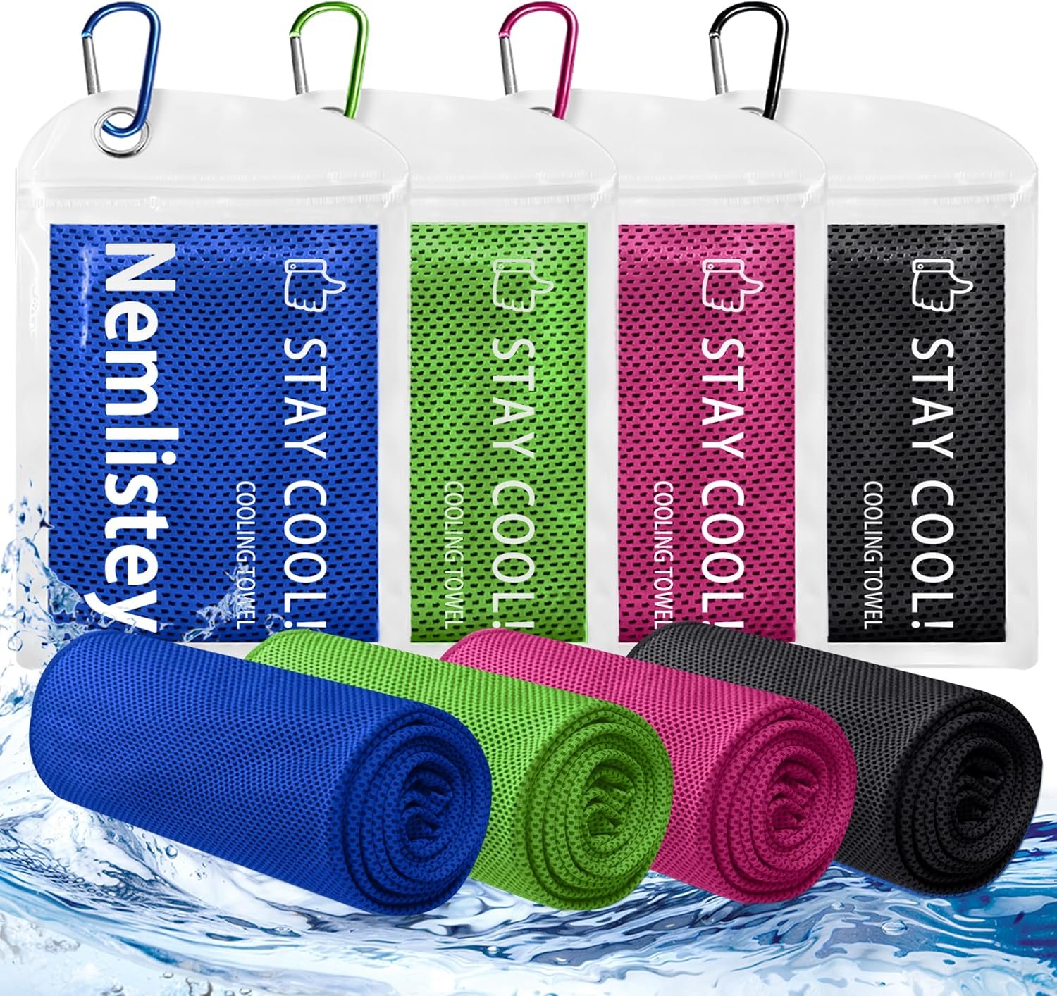 4 Pack Cooling Towels, Soft Breathable Cooling Towels for Neck and Face