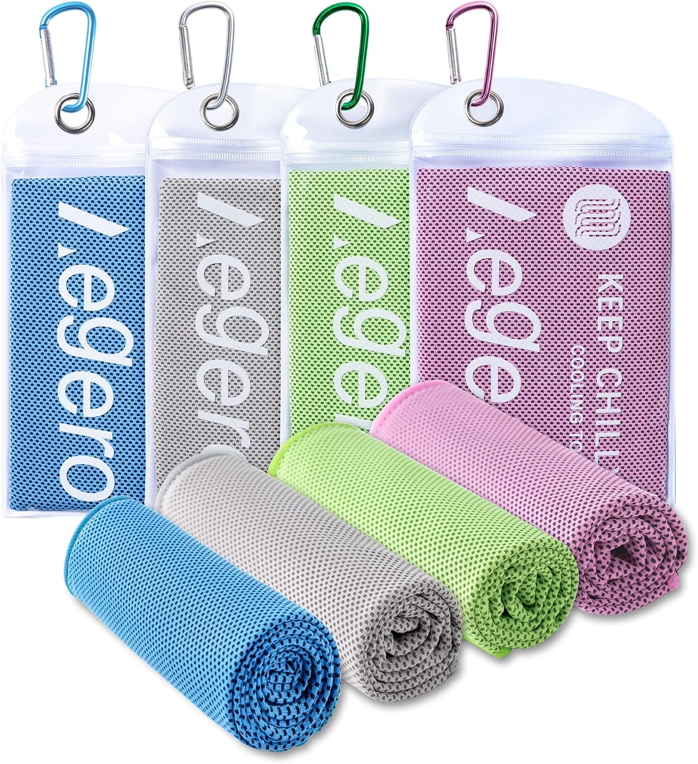 4Pack Cooling Towel 40″x12″ Cooling Neck Wraps,Soft Breathable ChillyTowel