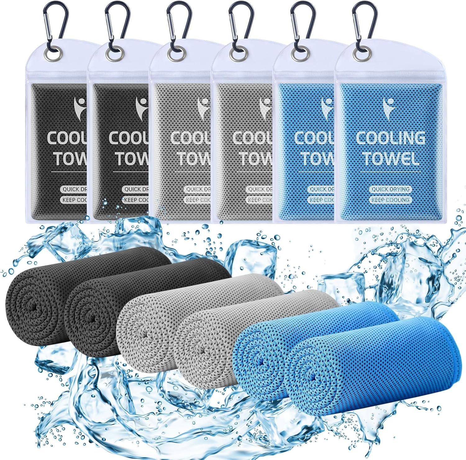 Clothirily 6 Pack Cooling Towels, 40×12 Breathable Gym Towel for Neck Face
