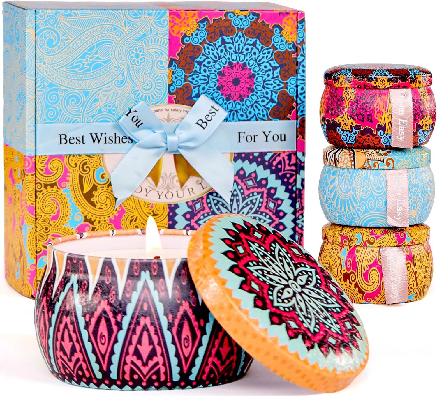 Candle Gift Set for Women, 4 Pack Long Lasting Lavender Scented Soy Candles, Aromatherapy Candles for Home Relaxation, Ideal Gift for Birthday, Thanksgiving, Mother’s Day, Valentine’s Day