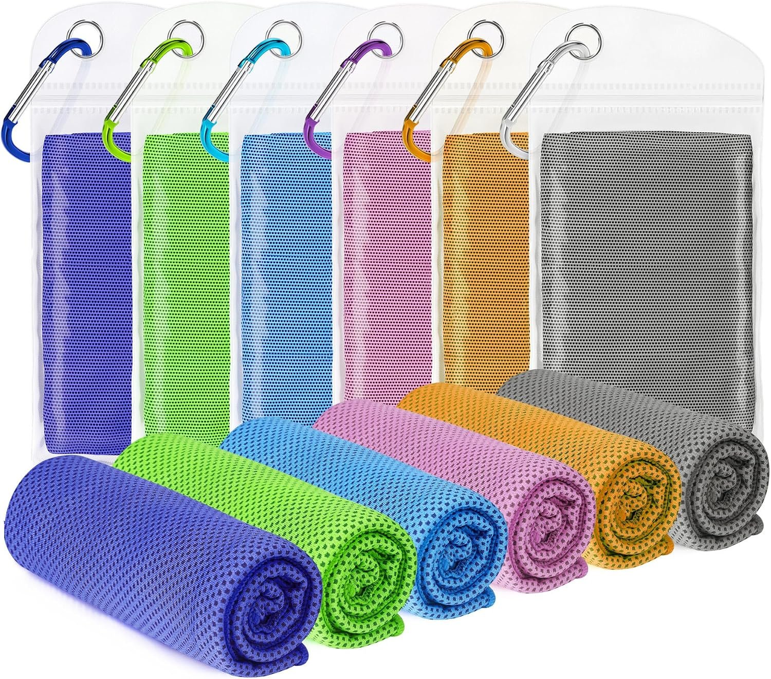 Amgico 6 Pack Cooling Towel for Neck and face(40″x12″), Cooling Neck Wraps, Cooling Rags, Soft Breathable Towels for Yoga, Sport, Running, Workout, Gym, Camping, Fitness, Workout & More