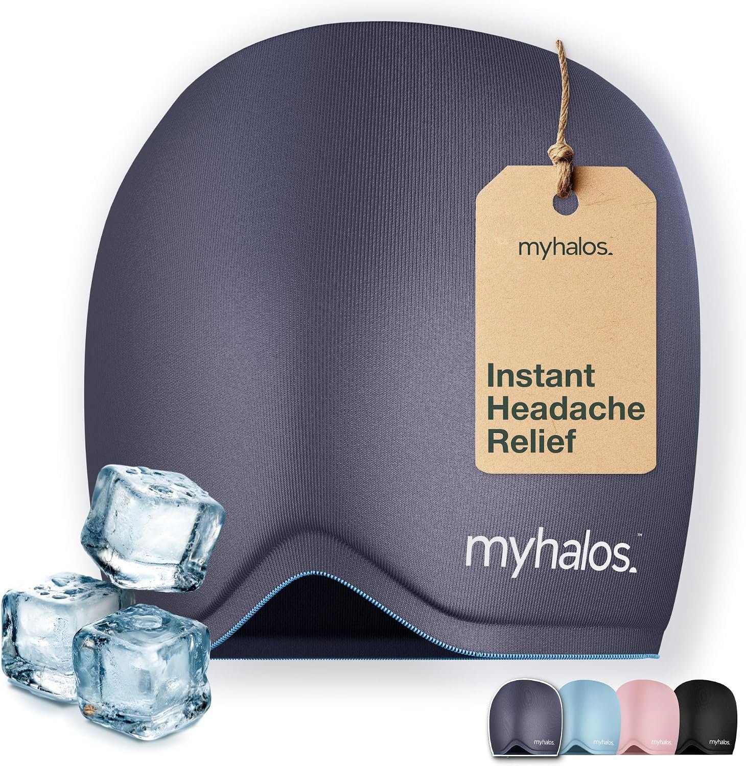 MyHalos Migraine & Headache Relief Cap, 30% More Gel, Hot & Cold Ice Wrap