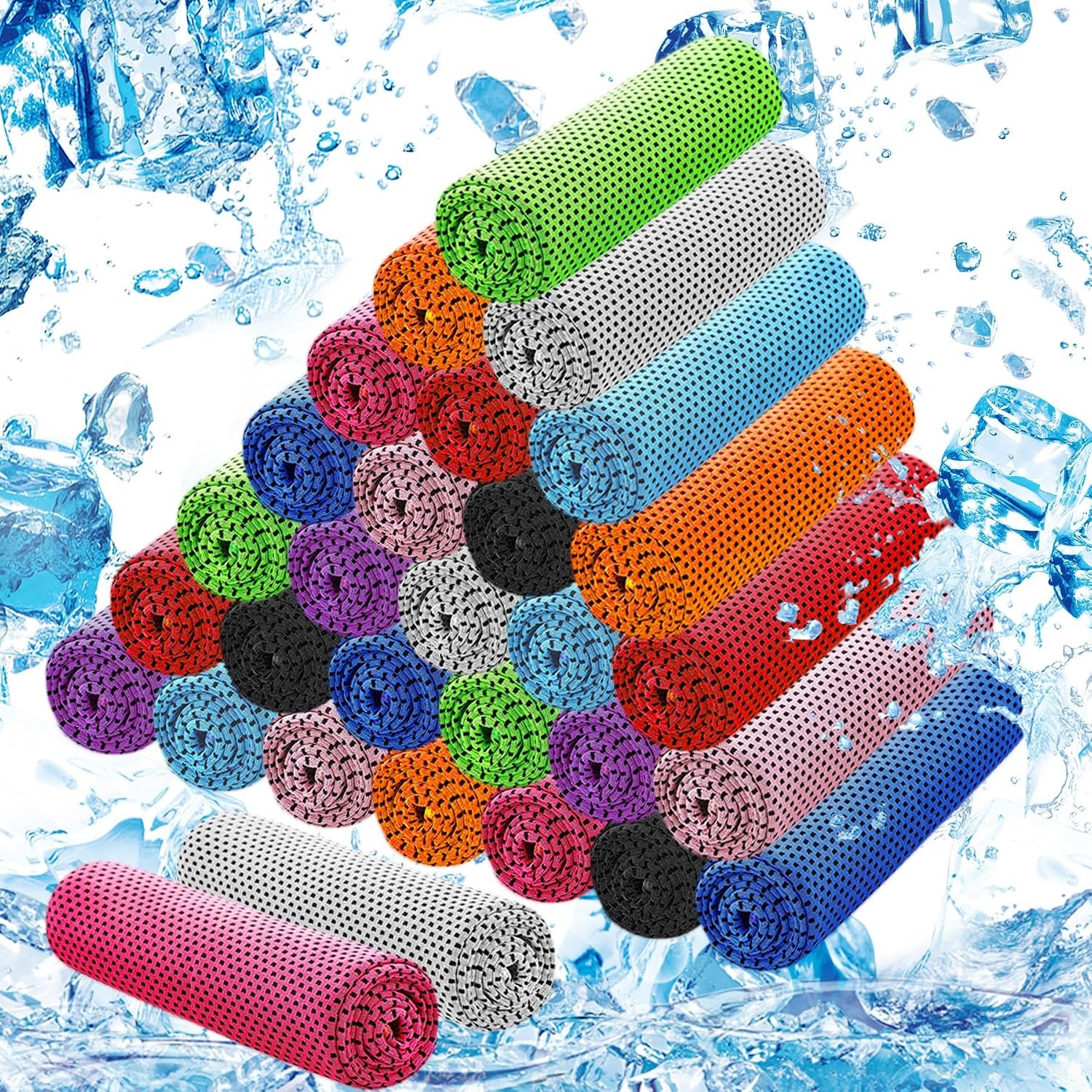 30Pack Cooling Towels for Neck and Face (40″x12″), Ice Microfiber Cooling Towels Bulk for Workout Chill Sweat Towels Cooling Neck Wraps for Gym Yoga Golf Running Sport