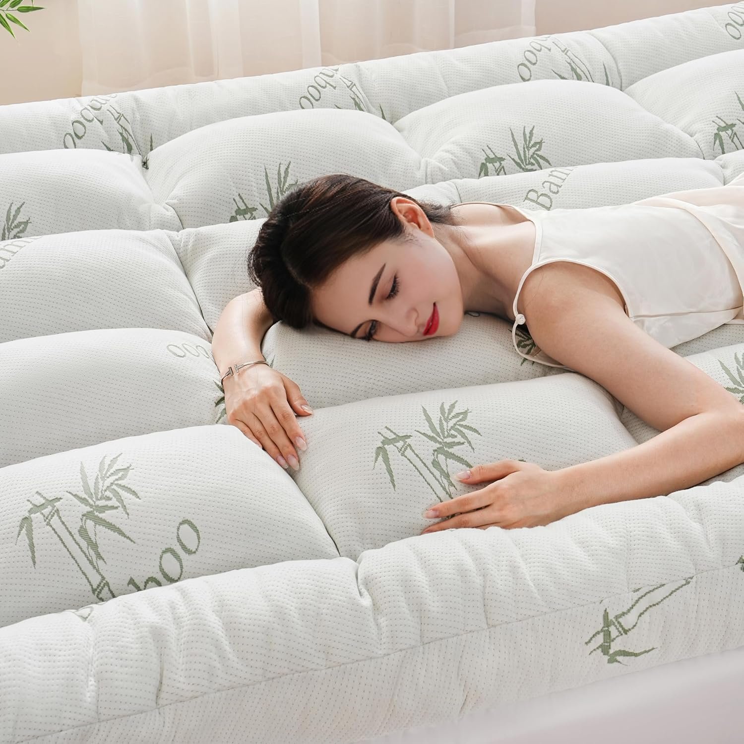 DOWNCOOL 3 Inch Twin Mattress Topper, Breathable Bamboo Viscose Air Layer
