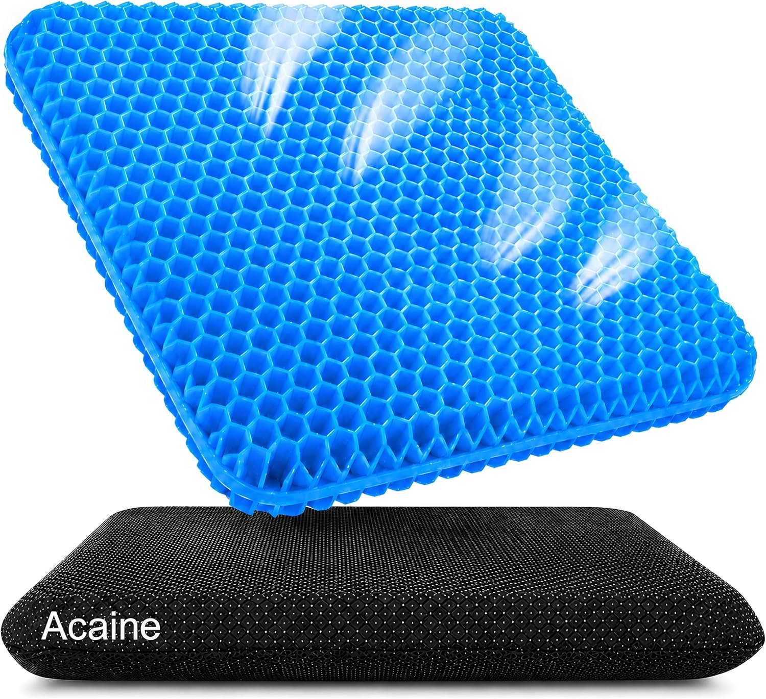 Extra Thick Large Pure Gel Seat Cushion for Long Sitting, Breathable Comfort Cushion for Back, Sciatica, Tailbone & Hip Pain Relief, Washable Portable Cushion for Office Chair, Car, Wheelchair