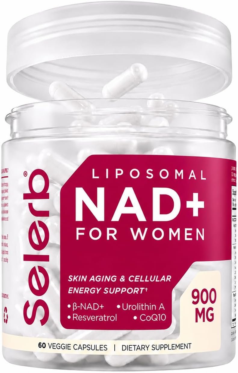 NAD+ Supplement for Women – NMN Alternative with β-NAD+, Trans-Resveratrol, CoQ10, D-Ribose – Promotes Cellular Renewal, Energy, and Radiant Skin Health – 60 Capsules Advanced