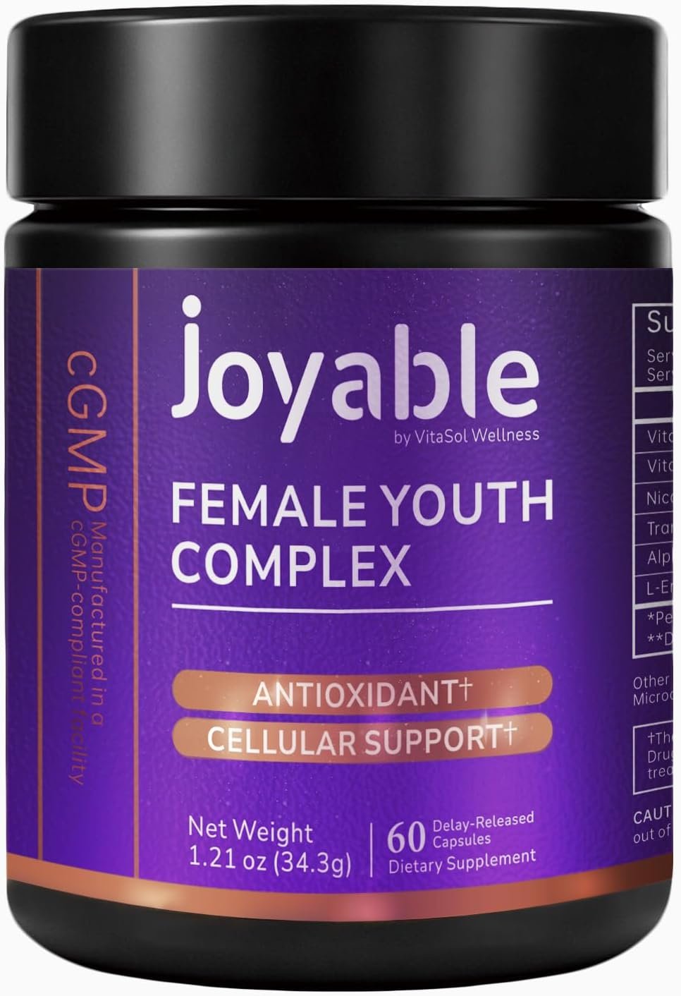 Female Youth Complex – Healthy Aging, Antioxidant, Cellular Support – Daily Supplement for Women – 60 Capsules – 60 Days Supply